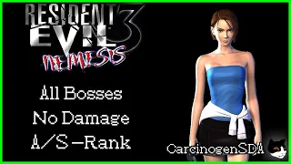 Resident Evil 3 (PS1) - No Damage, All Nemesis (All Bosses) (Hard, S Rank)