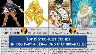 Jojo : 15 Strongest Stands in Jojo part 4 ( Diamond is Unbreakable ) , jojo's bizarre adventure