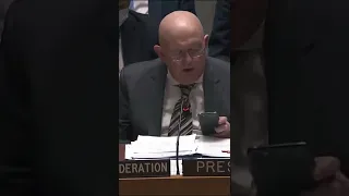 UN Russian Amb. Vasily Nebenzya: Putin sets out to "demilitarize and degenocide Ukraine” #shorts