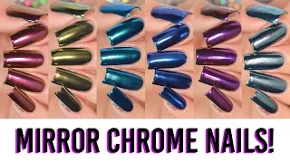 A Rainbow of MIRROR CHROME Powder Nails! 6 NEW Colors!