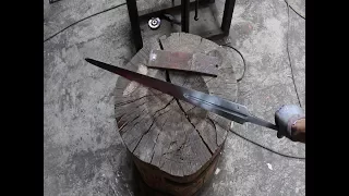 Forging a knightly sword from a semi truck leaf spring part 2.