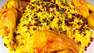 How to make Persian barberry rice with chicken (زرشک پلو با مرغ) l Zereshk polo ba morgh recipe