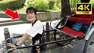 かわいい日本人の女の子、ゆかちゃんが人力車の走る仕組みを教えてくれました😊｜東京・浅草の人力車