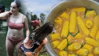 We boil 120 sweet corn |big pot | ate them all - took subscribers to Bob Marley falls