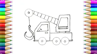 How to Draw Crane truck Step by Step🥰 .Easy Easy Drawing for Kids💖