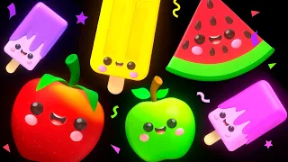 BABY FRUIT DANCING with Ice Cream 🍎🍊🍋‍🍏🍇 Sensory Video 🍨😍🍭😋