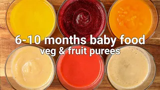 6-10 months baby food - vegetable puree & fruit puree | stage 1 homemade baby food - hebbars