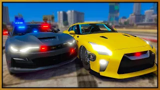 GTA 5 Roleplay - ultra fast Nissan GT-R R35 embarrass cops | RedlineRP