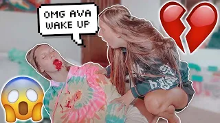 THROWING UP BLOOD THEN PASSING OUT PRANK ON TWIN SISTER!