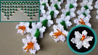 White🌼 Flower toran design |Easy hindi tutorial video |Woolen door hanging |New Crochet toran