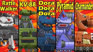 ⚔️ TANK BOSS Charmander Vs Pyramid/KV88/Ratte/Dora ⚔️| Tank Battle Royale - Мультики про танки