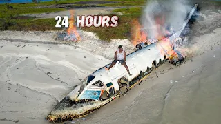 24 Hour Solo Survival Challenge On A Plane Wreck