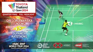 Thailand Open 2024 – Gregoria Mariska Tunjung vs Supanida Katethong – QF WS Full Highlights