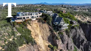 California mansions sitting on cliff edge after landslide