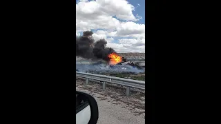 Train derails and catches fire near Gallup, New Mexico