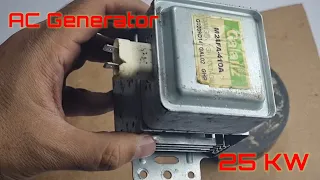 I Turn 4 Powerful Magnets into 240v 25KW Electric Generator From Microwave Transformer