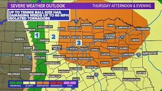 DFW Weather | Risk of severe weather, large hail on Thursday