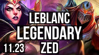 LEBLANC vs ZED (MID) | 15/0/3, 8 solo kills, Legendary | KR Challenger | 11.23