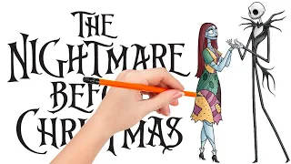 How to draw Sally in love with Jack Skellington - Tim Burton's The Nightmare Before Christmas