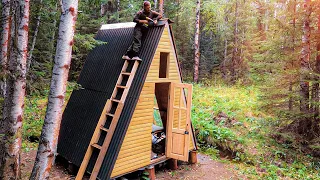 BUILDING SUPER A-FRAME - OFF GRID TRANSFORMER CABIN in TAIGA | DIY