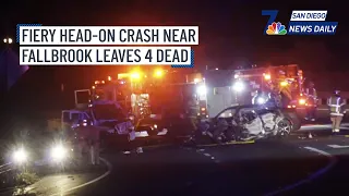 Sat. May 11 | 4 killed, 1 injured in fiery head-on crash near Fallbrook | NBC 7 San Diego