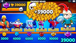 NONSTOP to 39000 TROPHIES Without Collecting TROPHY ROAD + New Brawler GUS - Brawl Stars