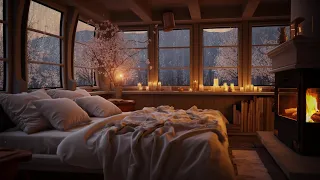 Rain Sounds on Window - Relaxing Gentle Heavy Rain Sounds with Fireplace for 5 Hours