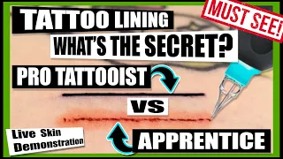 Tattoo Line Work For Beginners! Apprentice vs Pro Tattooist!