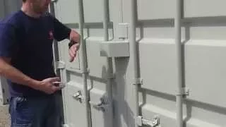 How to close a self storage shipping container fitted with a lock box