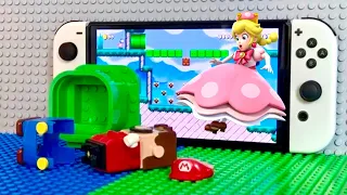 Peach is trapped byBowser Lego Mario enters Nintendo Switch game to save her but he only has 5 lives