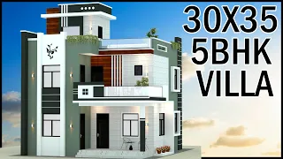 30x35 5 bedroom 3D House Design, Modern House Design, 5BHK Ghar ka Design