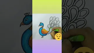 How to draw beautiful peacock with colours #oilpastel #drawing #peacock #short