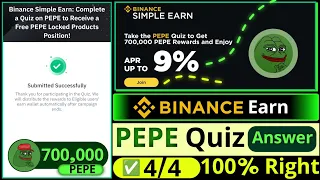 Binance PEPE Quiz Answers Today || Binance Simple Earn || PEPE Locked Products Survey