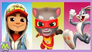 Говорящий Том Погоня Героев vs Subway Surf:Moscow vs Луни Тюнз.Лучшие Игры Бегалки в Одном Забеге