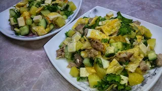 Такой салат вы точно не видели. Очень вкусный салат без майонеза. Узбечка готовит