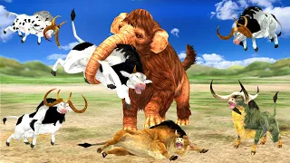 Zombie Mammoth Vs Big Bulls Cartoon Cow Mammoth Vs Bull Animal Revolt Epic Battle
