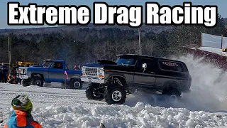 Extreme Winter Time Drag Racing - Climbing a Ski Hill