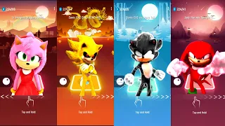 Amy vs Super Sonic Exe vs Dark Sonic Hedgehog vs Knuckles | Tiles Hop EDM Rush