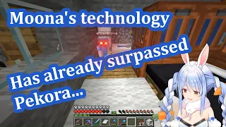 Pekora visits Moona's house and flexes her English 【Hololive/Eng Sub】【Minecraft】