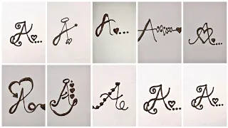 '' A '' letter Mehndi tattoo / '' A '' henna Mehndi design ! 10 different ''A'' mehndi design 💙