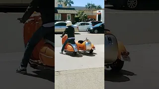 1960s VESPA Motorcycle with sidecar, Orange and Silver