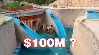 120 Days Building 20M Dollars Underground Luxury House and Swimming Pool with Twin Water Slide Park