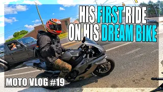 Friends first ride on his 2018 Yamaha R6 | Moto Vlog #19