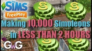 The Sims Freeplay- Making 10,000 Simoleons in LESS THAN 2 HOURS!!