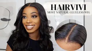 GLUELESS HD LACE WIG INSTALL | BEST NATURAL WIG FOR BEGINNERS | HAIRVIVI 2022