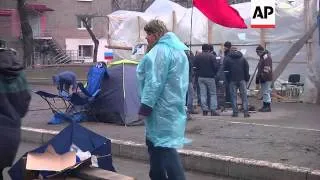 Pro Russia protesters continue to occupy regional security headquarters in Luhansk