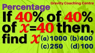 If 40% of 40% of x = 40 then, what will be the value of x? | Percentage | Gravity Coaching Centre