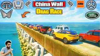 GTA 5: NEW Powerful 💪 SUVs And Bikes Impossible China Wall Drag Race Challenge! GTA 5