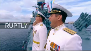 Russian President Putin attends maritime parade on Russia's Navy Day