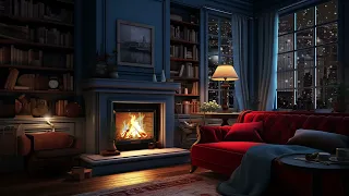 Jazz Instrumental with Fireplace Ambience to Relax, Unwind 🔥 Background Music